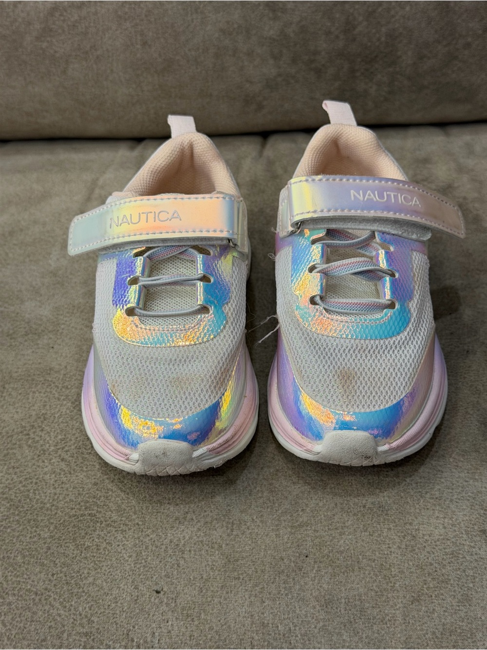 Nautica Grigori Girls Iridescent Sneakers Toddler Size 8 Holographic Velcro